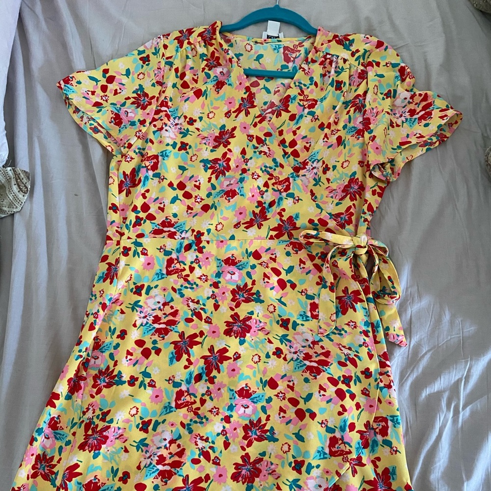 Yellow J. Crew wrap dress